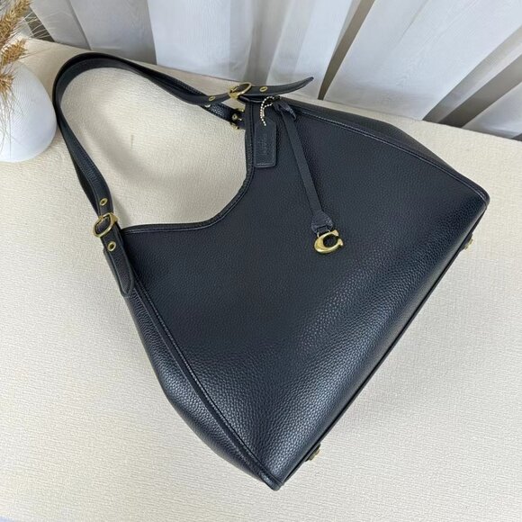 Coach Bella Medium Leather Shoulder Bag In Black - Picture 7 of 9